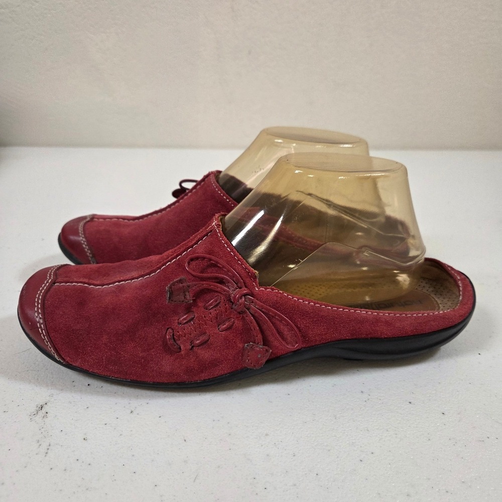 Natural Soul by Naturalizer 9M Dark Red Suede Mules Slip On Clogs Bow 73217